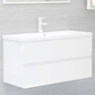 Badkamermeubelset met gootsteenkast van bewerkt hout voor extra opbergruimte - Hoogglans wit / 90 x 38.5 x 45 cm