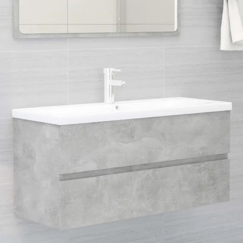 Badkamermeubelset met gootsteenkast van bewerkt hout voor extra opbergruimte - Betongrijs / 100 x 38.5 x 45 cm