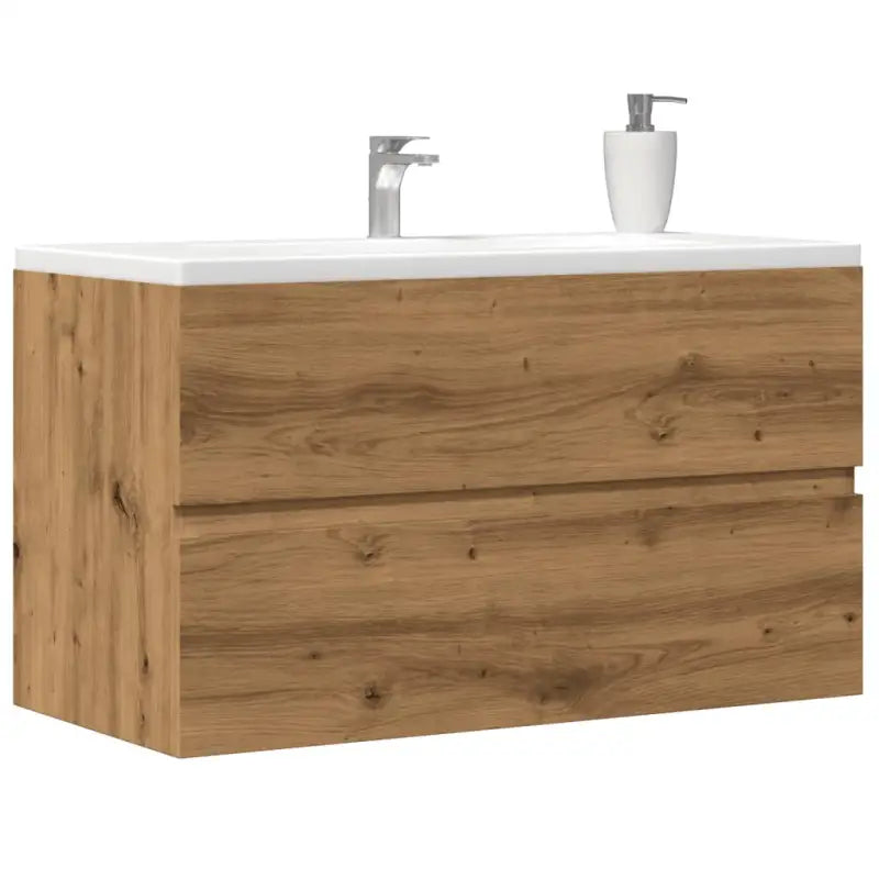 Badkamermeubelset met gootsteenkast van bewerkt hout voor extra opbergruimte - artisian oak / 90 x 38.5 x 45 cm