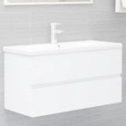 Badkamermeubelset met gootsteenkast van bewerkt hout voor extra opbergruimte - Wit / 90 x 38.5 x 45 cm