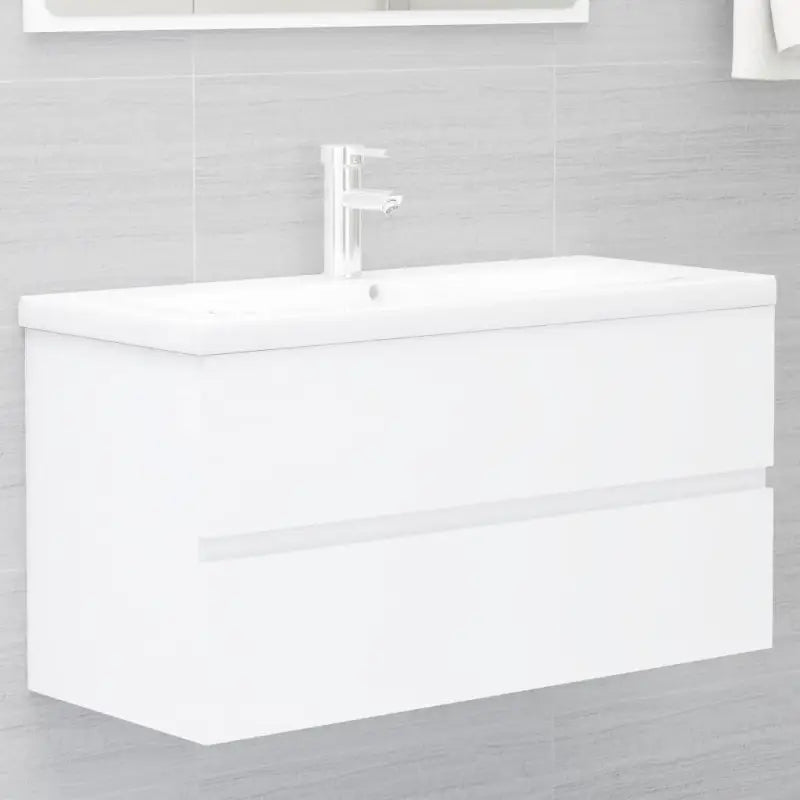 Badkamermeubelset met gootsteenkast van bewerkt hout voor extra opbergruimte - Wit / 90 x 38.5 x 45 cm