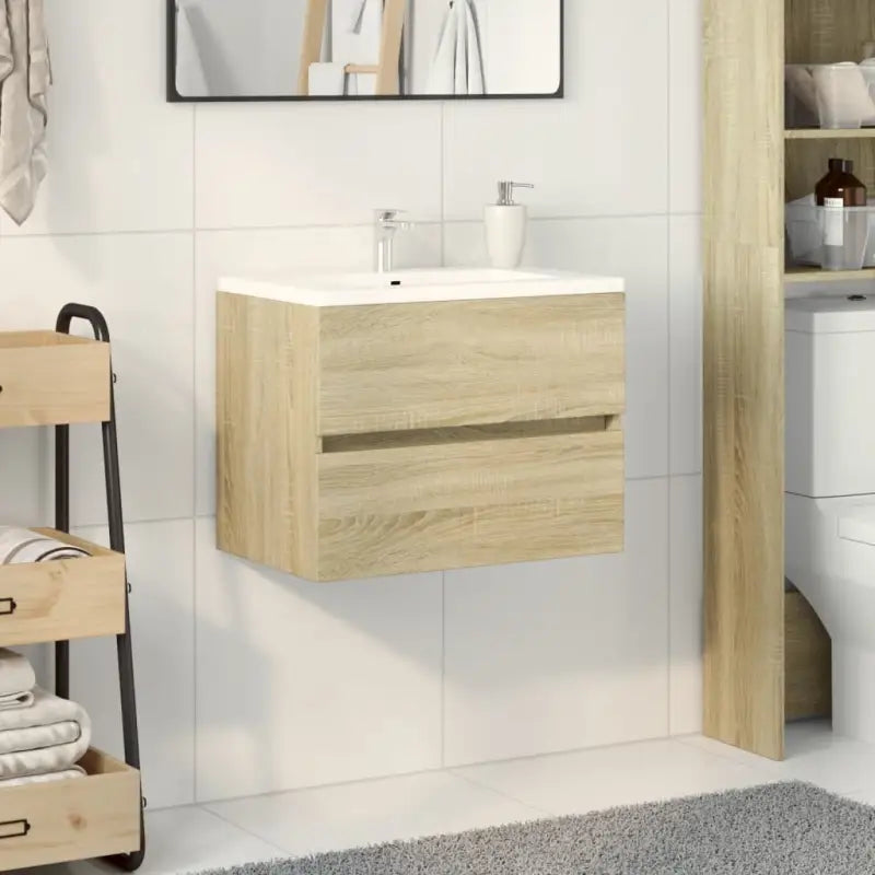 Badkamermeubelset met gootsteenkast van bewerkt hout voor extra opbergruimte - Sonoma eiken / 60 x 38.5 x 45 cm