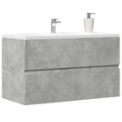 Badkamermeubelset met gootsteenkast van bewerkt hout voor extra opbergruimte - Betongrijs / 80 x 38.5 x 45 cm