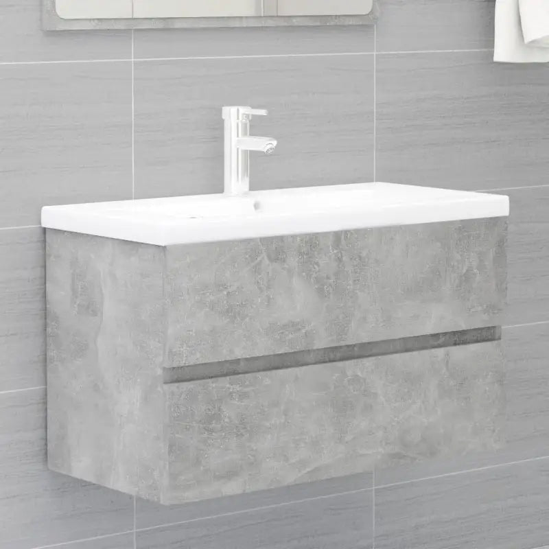 Badkamermeubelset met gootsteenkast van bewerkt hout voor extra opbergruimte - Betongrijs / 80 x 38.5 x 45 cm