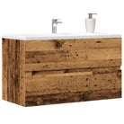Badkamermeubelset met gootsteenkast van bewerkt hout voor extra opbergruimte - Oud hout / 80 x 38.5 x 45 cm