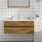 Badkamermeubelset met gootsteenkast van bewerkt hout voor extra opbergruimte - Gerookt eiken / 100 x 38.5 x 45 cm