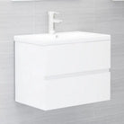 Badkamermeubelset met gootsteenkast van bewerkt hout voor extra opbergruimte - Hoogglans wit / 60 x 38.5 x 45 cm