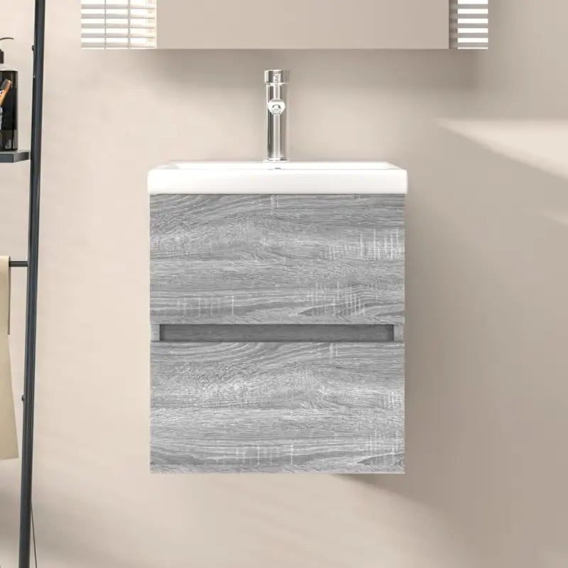 Badkamermeubelset met gootsteenkast van bewerkt hout voor extra opbergruimte - Grijs sonoma / 41 x 38.5 x 45 cm