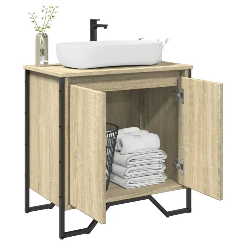 Badkamermeubelset met grijs sonoma bewerkt hout voor een nette uitstraling - Sonoma eiken - Badkamermeubelsets