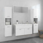 Badkamermeubelset met hoge kast en strak ontwerp past perfect - Hoogglans wit / 90 x 38.5 x 46 cm - Badkamermeubelsets