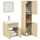 Badkamermeubelset met hoge kast en strak ontwerp past perfect - Sonoma eiken / 41 x 38.5 x 46 cm + 30 x 30 x 130 cm