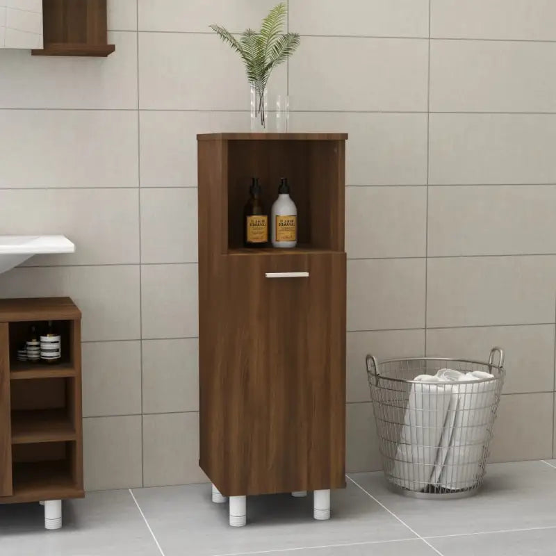 Badkamermeubelset met stevig bewerkt hout voor extra opbergruimte - bruin eikenkleur - Badkamermeubelsets