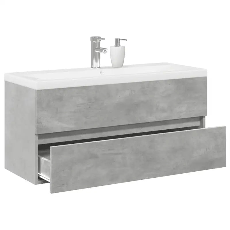 Badkamermeubelset van bewerkt hout met duurzame materialen en ruime afmetingen - Betongrijs / 100 x 38.5 x 45 cm