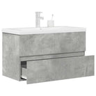 Badkamermeubelset van bewerkt hout met duurzame materialen en ruime afmetingen - Betongrijs / 80 x 38.5 x 45 cm
