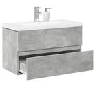 Badkamermeubelset van bewerkt hout met duurzame materialen en ruime afmetingen - Betongrijs / 80 x 38.5 x 45 cm