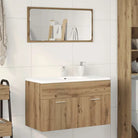Badsmeubelset met gootsteenkast van bewerkt hout voor extra opbergruimte - artisanaal eikenkleurig / 80 x 38.5 x 46 cm