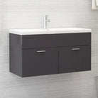 Badsmeubelset met gootsteenkast van bewerkt hout voor extra opbergruimte - Hoogglans grijs / 90 x 38.5 x 46 cm