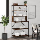 Bakkerijrek met bewerkt hout en verstelbare poten voor keukenbenodigdheden - Gerookt eiken / 1 - Houders & rekken
