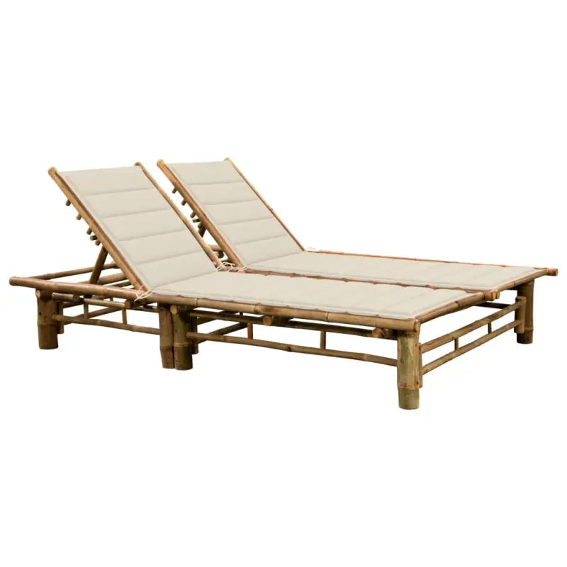 Bamboe ligstoel voor twee personen voor tuin en ontspanning - Crème / 1 - Ligstoelen