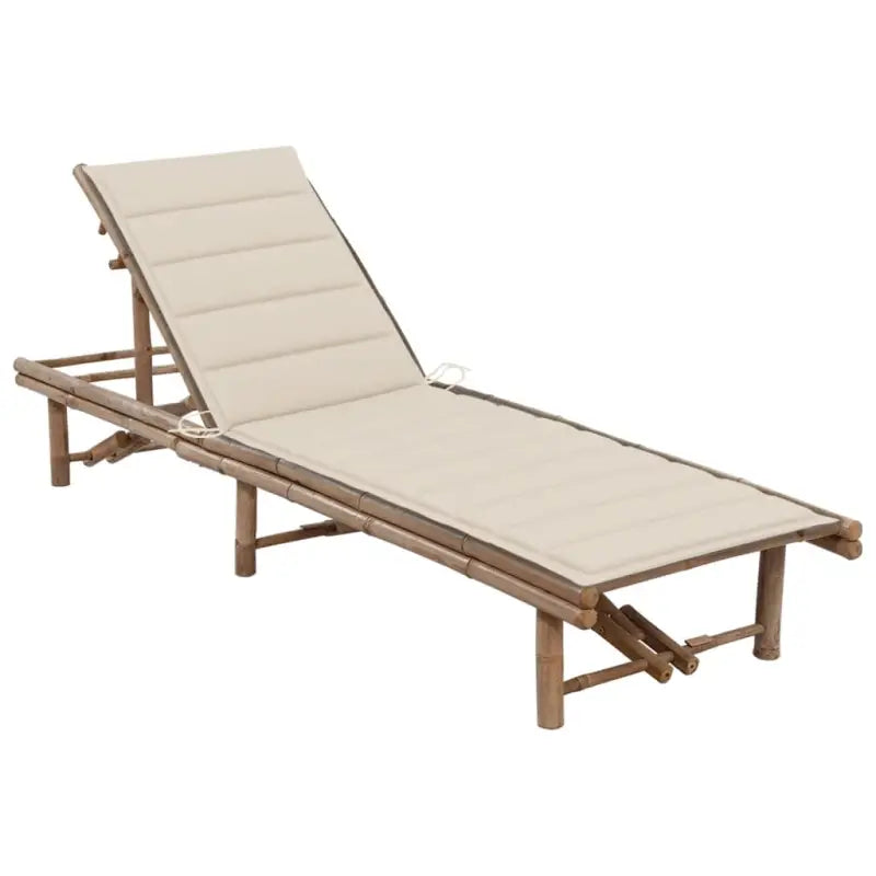 Bamboe loungeset voor ontspannen tuinmomenten - Beige / 1 - Ligstoelen