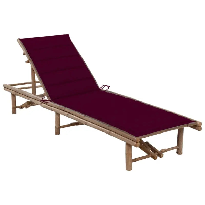 Bamboe loungeset voor ontspannen tuinmomenten - Wijnrood / 1 - Ligstoelen