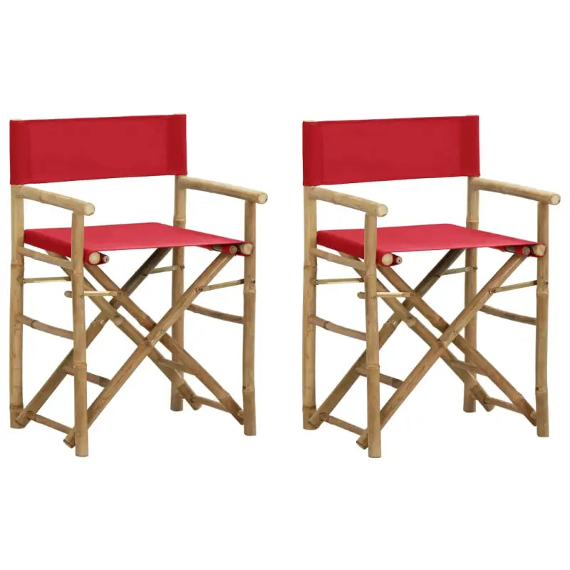 Bamboe Regisseursstoel voor Tuin en Terras - Rood / 2 - Tuinstoelen