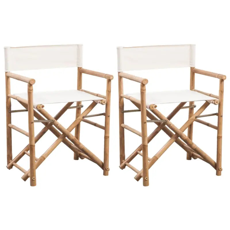 Bamboe Regisseursstoel voor Tuin en Terras - Wit / 2 - Tuinstoelen