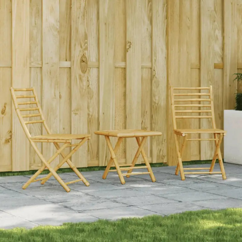 Bamboe Tuinset met Inklapbare Tuintafel en Tuinstoel - Vierkant - Tuinsets