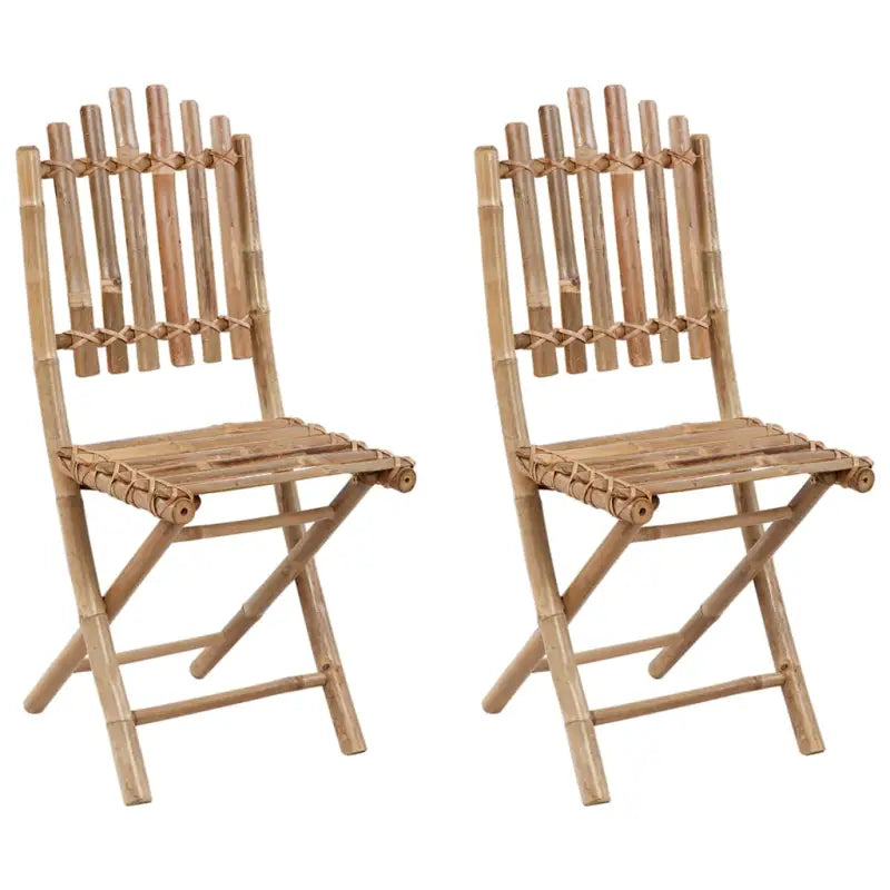 Bamboe tuinstoelen set met touwtjes voor buiten eten - Tuinstoelen