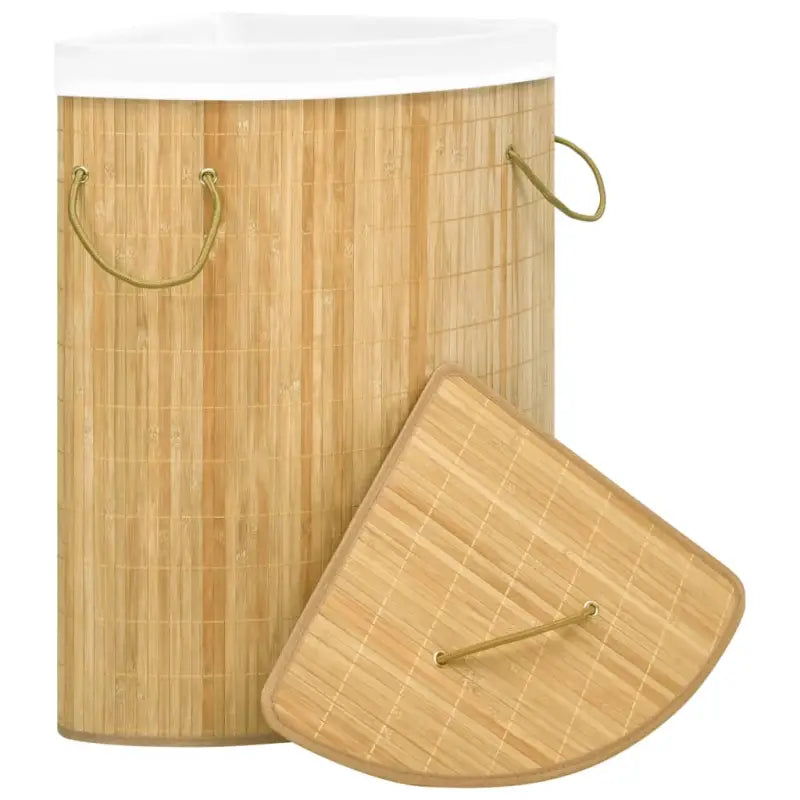 Bamboe wasmand met grote inhoud en geweven stof voor elk interieur - Lichtbruin / 1 - Wasmanden