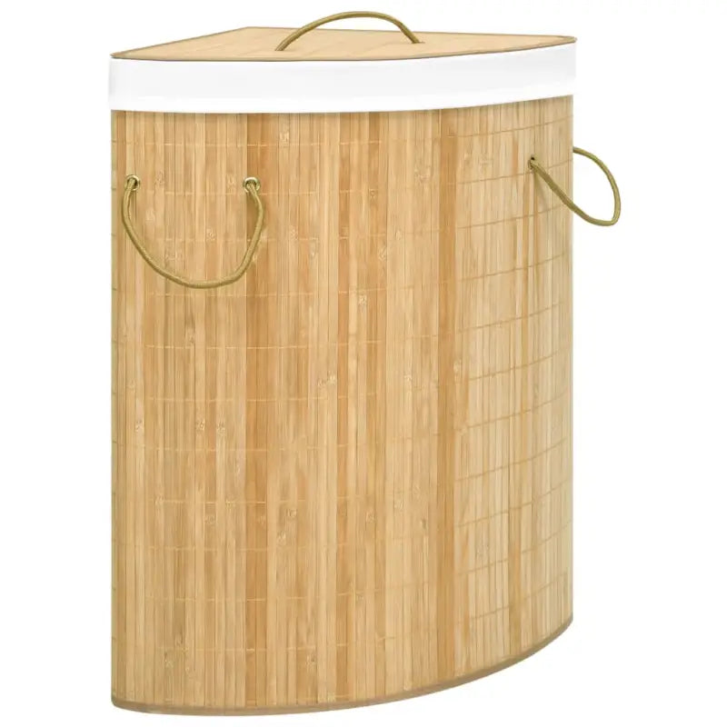 Bamboe wasmand met grote inhoud en geweven stof voor elk interieur - Lichtbruin / 1 - Wasmanden