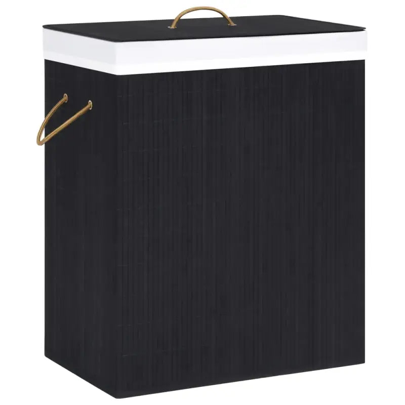 Bamboe wasmand met grote inhoud en geweven stof voor elk interieur - Zwart / 52 x 32 x 62.5 cm / 1 - Wasmanden