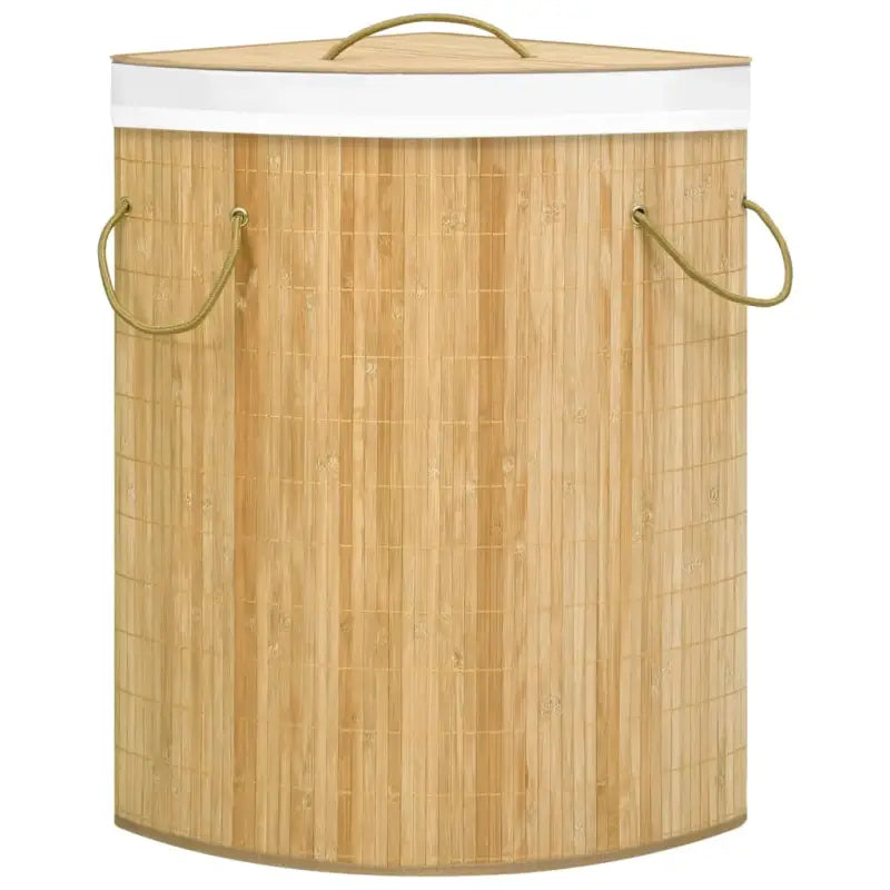 Bamboe wasmand met grote inhoud en geweven stof voor elk interieur - Lichtbruin / 1 - Wasmanden