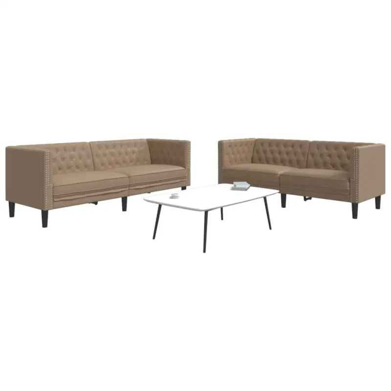 Banken Chesterfield-stijl met comfortabele afmetingen en stijlvolle uitstraling - Cappuccino / 2-zits + 3-zits - Banken