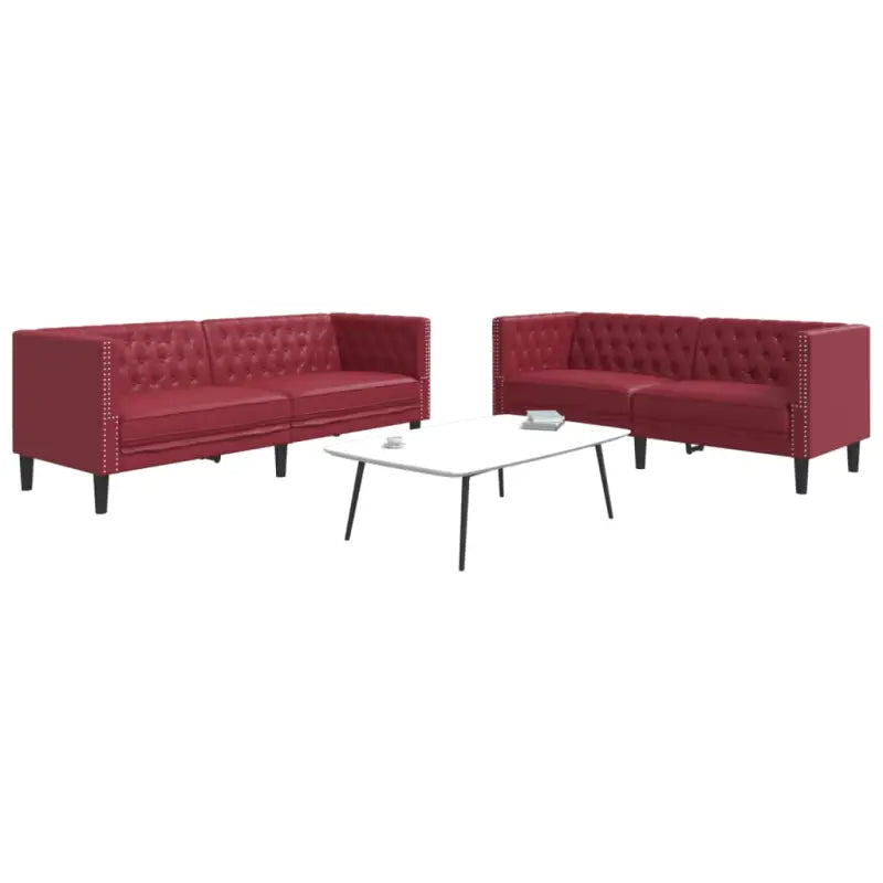 Banken Chesterfield-stijl met comfortabele afmetingen en stijlvolle uitstraling - Wijnrood / 2-zits + 3-zits - Banken