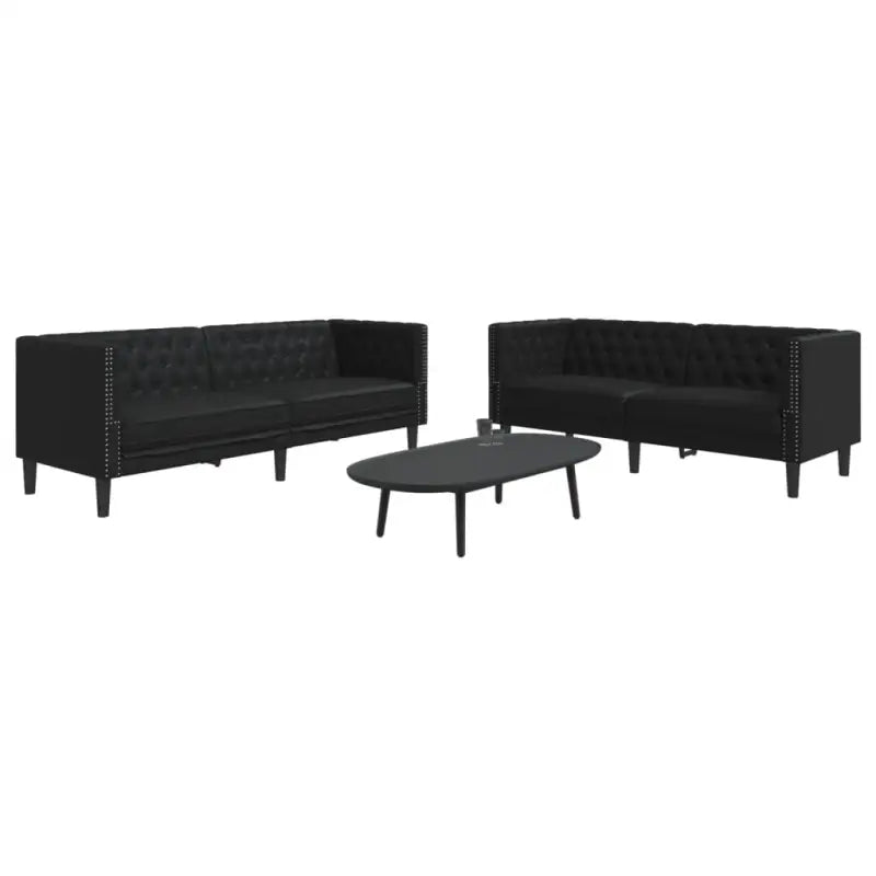 Banken Chesterfield-stijl met comfortabele afmetingen en stijlvolle uitstraling - Zwart / 2-zits + 3-zits - Banken