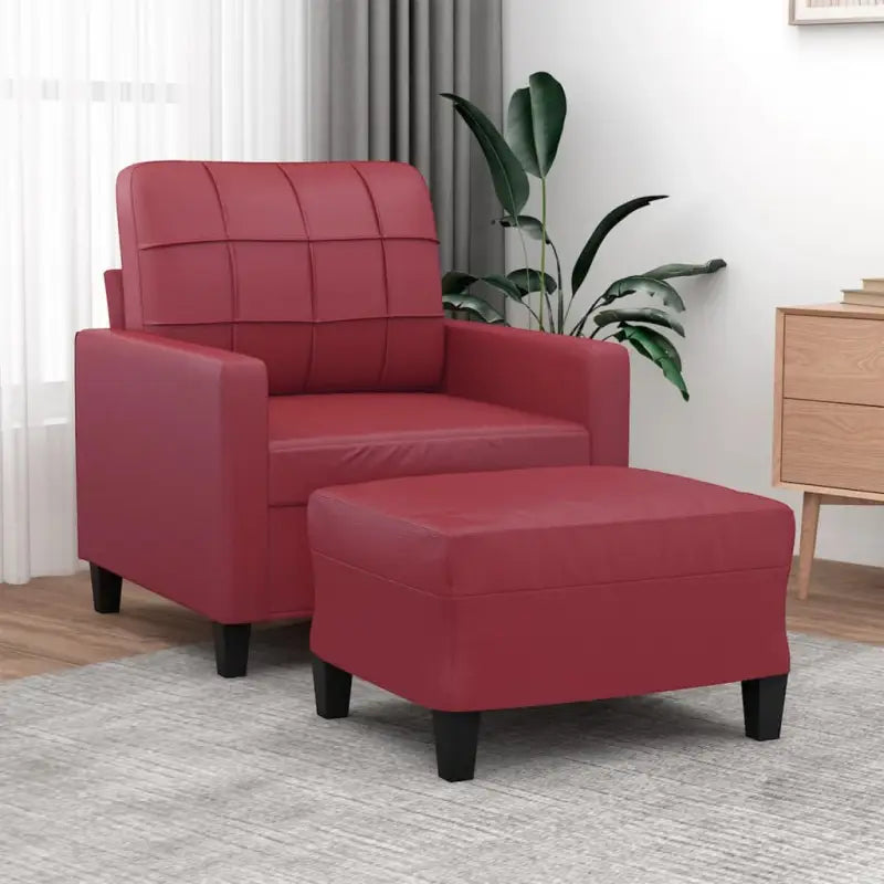 Banken fauteuil in duurzaam kunstleer voor gezellige momenten - Wijnrood - Banken