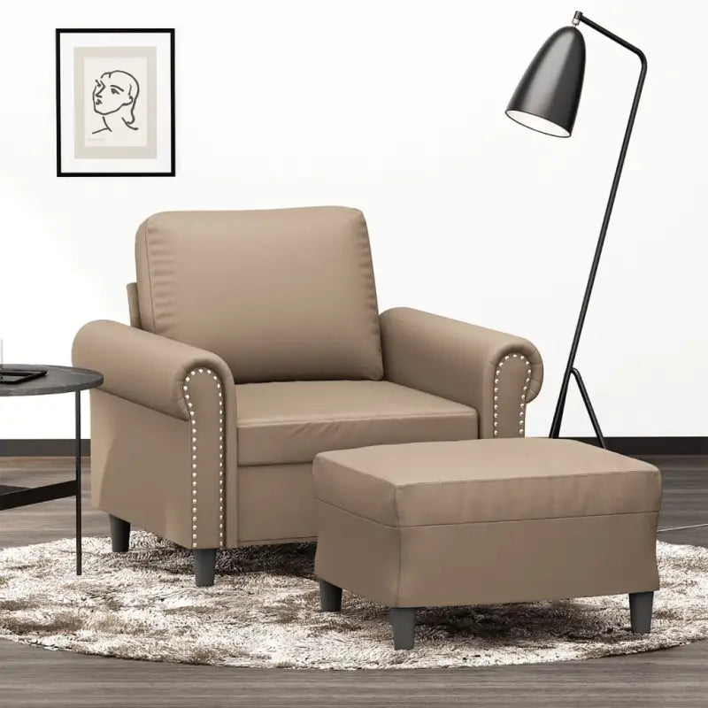 Banken Fauteuil in Kunstleer voor Gezelligheid en Ontspanning - Cappuccino - Banken