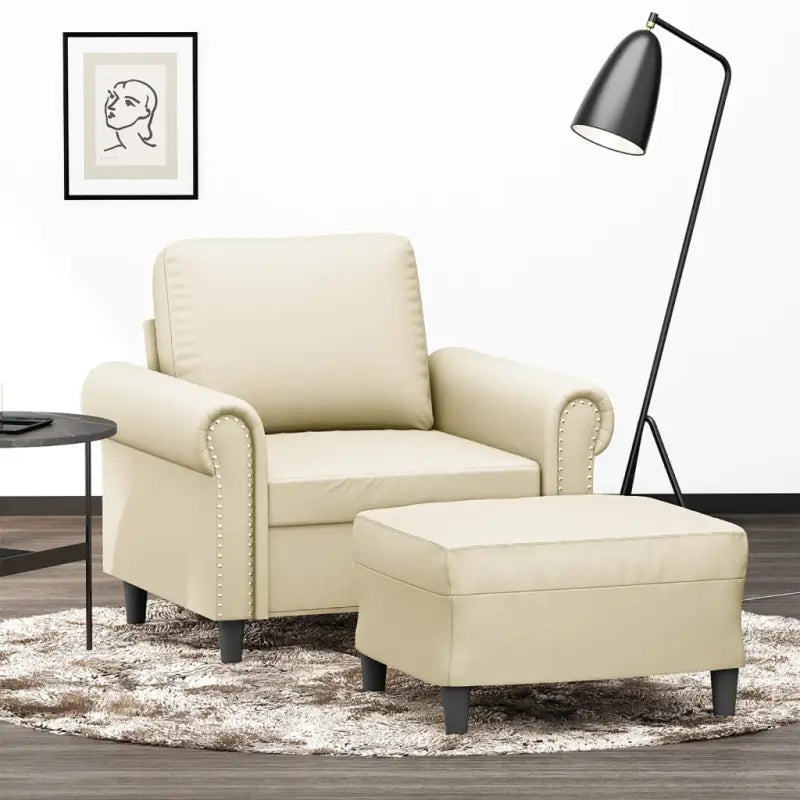 Banken Fauteuil in Kunstleer voor Gezelligheid en Ontspanning - Crème - Banken