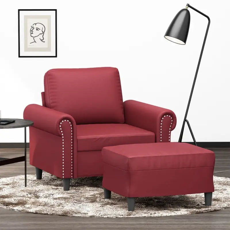 Banken Fauteuil in Kunstleer voor Gezelligheid en Ontspanning - Wijnrood - Banken