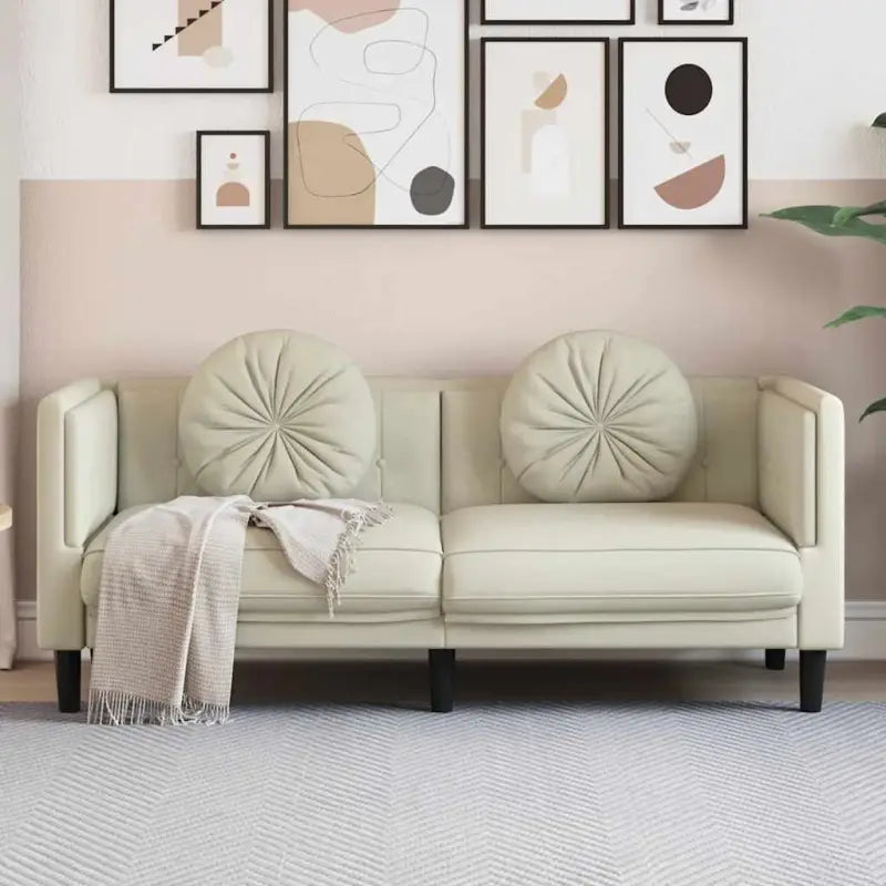 Banken fauteuil in kunstsuède voor ontspannen en gezellig comfort - Crème / Tweezitsbank - Banken