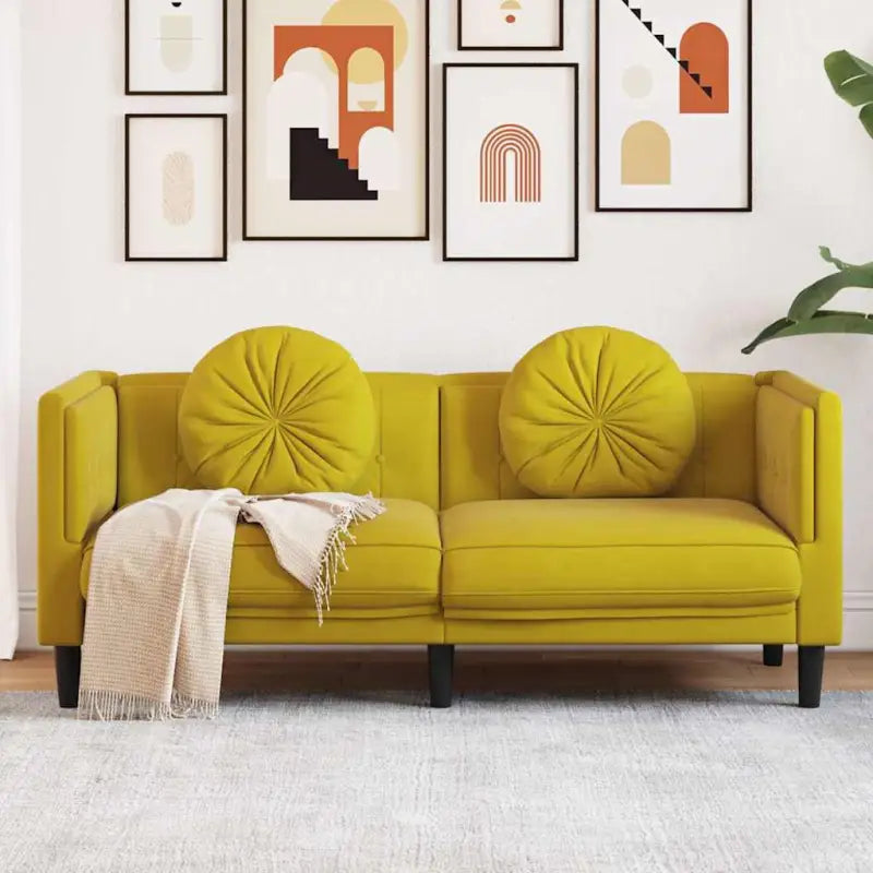 Banken fauteuil in kunstsuède voor ontspannen en gezellig comfort - Geel / Tweezitsbank - Banken
