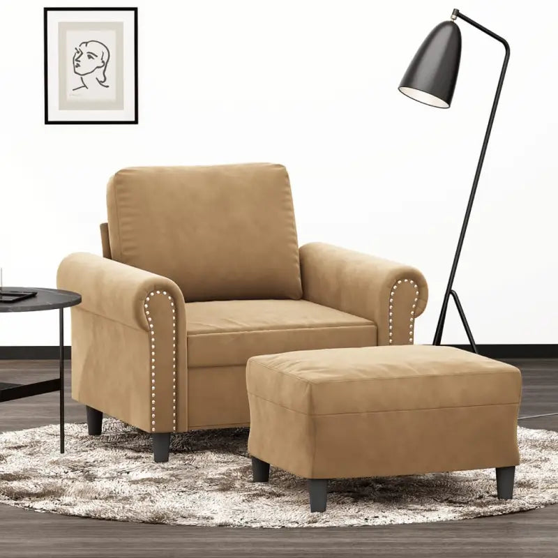 Banken fauteuil met duurzaam fluweel voor gezellig en comfortabel zitten - Bruin - Banken