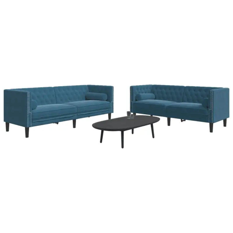 Banken in Chesterfield-stijl met comfortabele afmetingen voor elke ruimte - Blauw / 2-zits + 3-zits - Banken