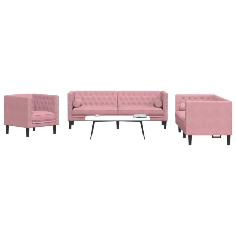 Banken in Chesterfield-stijl met comfortabele afmetingen voor elke ruimte - Roze / Fauteuil + tweezitsbank
