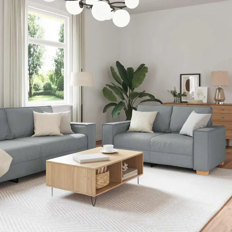 Banken loungeset met brede armleuningen en comfortabele diepte zitting - Lichtgrijs / 160 cm - Banken