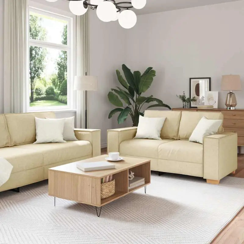 Banken loungeset met brede armleuningen en comfortabele diepte zitting - Crème / 160 cm - Banken