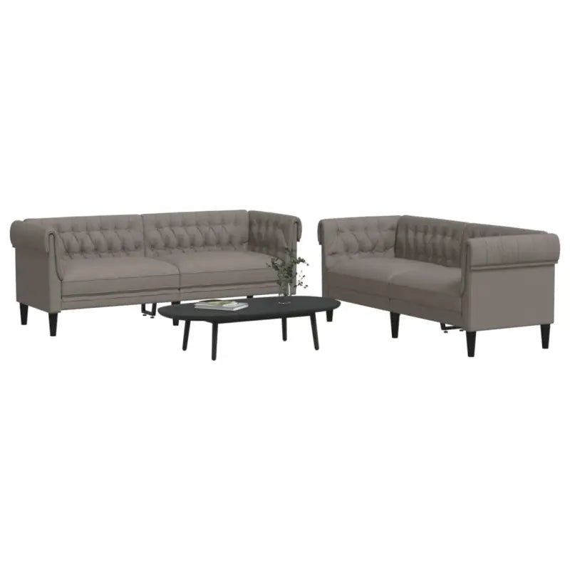 Banken loungeset met comfortabele breedte zitting en hoogte armleuning - Taupe / 2-zits + 3-zits - Banken