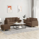 Banken loungeset met comfortabele diepte zitting en moderne uitstraling - Bruin / met kussens en voetenbankje - Banken