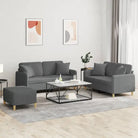 Banken loungeset met comfortabele diepte zitting en moderne uitstraling - Donkergrijs / met kussens en voetenbankje
